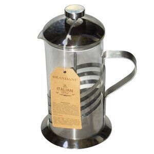 Brandani Italian Style Stainless Steel & Glass French Press Coffee Maker